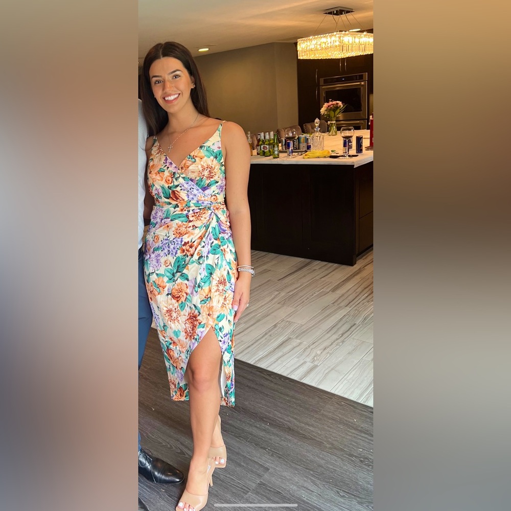 Express Multicolor Asymmetrical Floral Dress